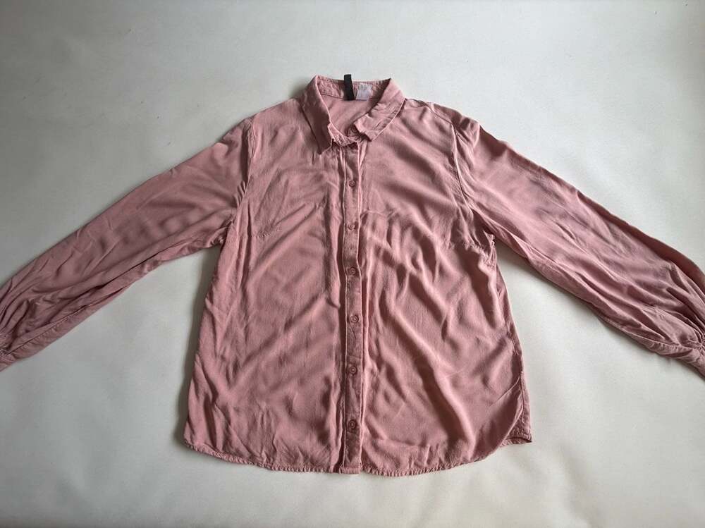 H&M Divided Button Up Shirt S Dusty Rose Pink Long Sleeve Y2K